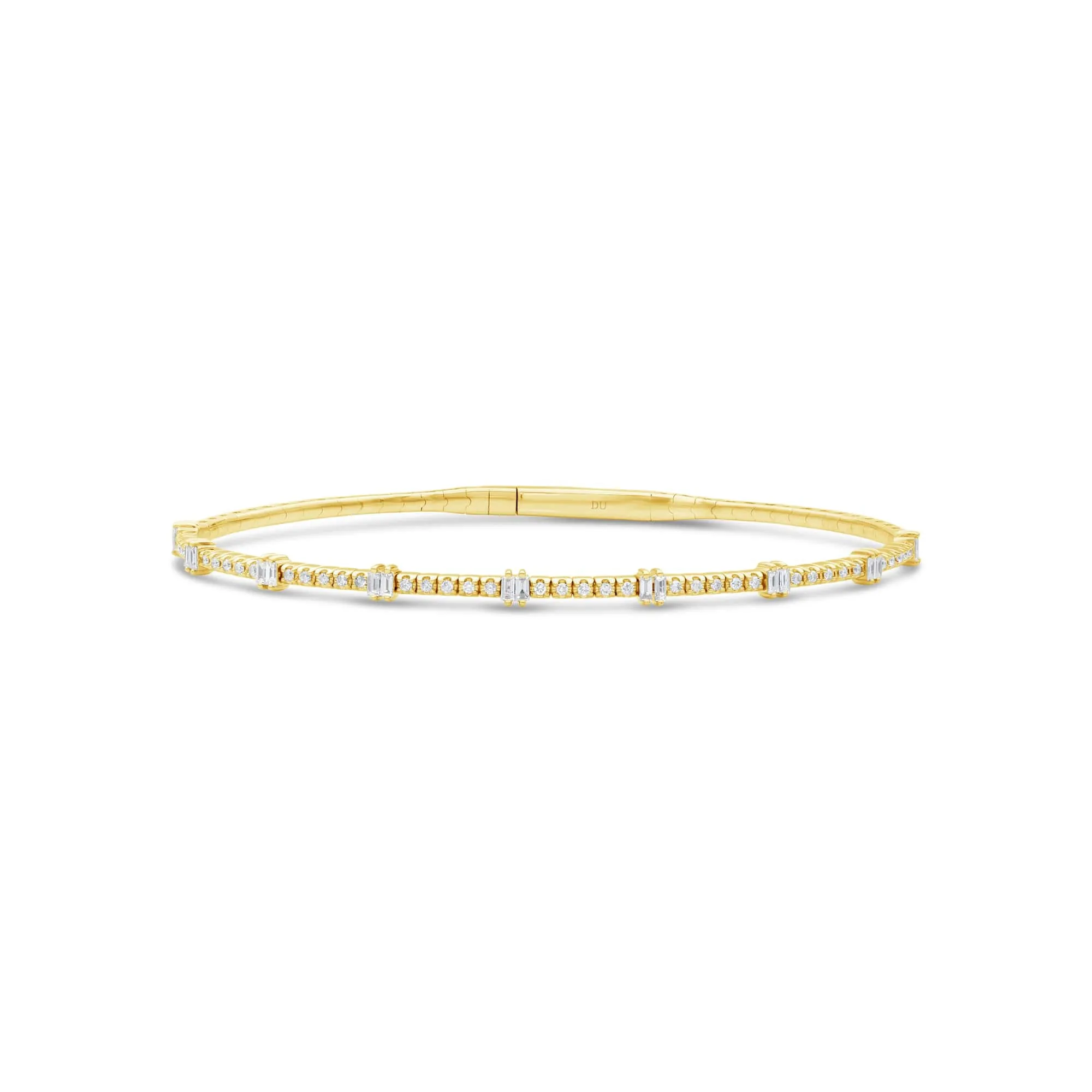 Half Eternity Baguette & Round Diamond Flex Bangle