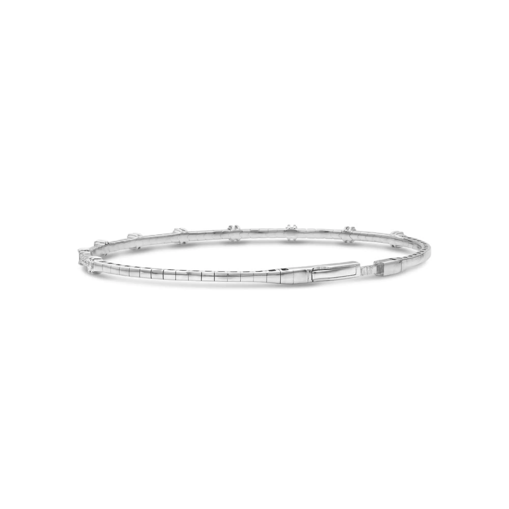 Half Eternity Baguette & Round Diamond Flex Bangle