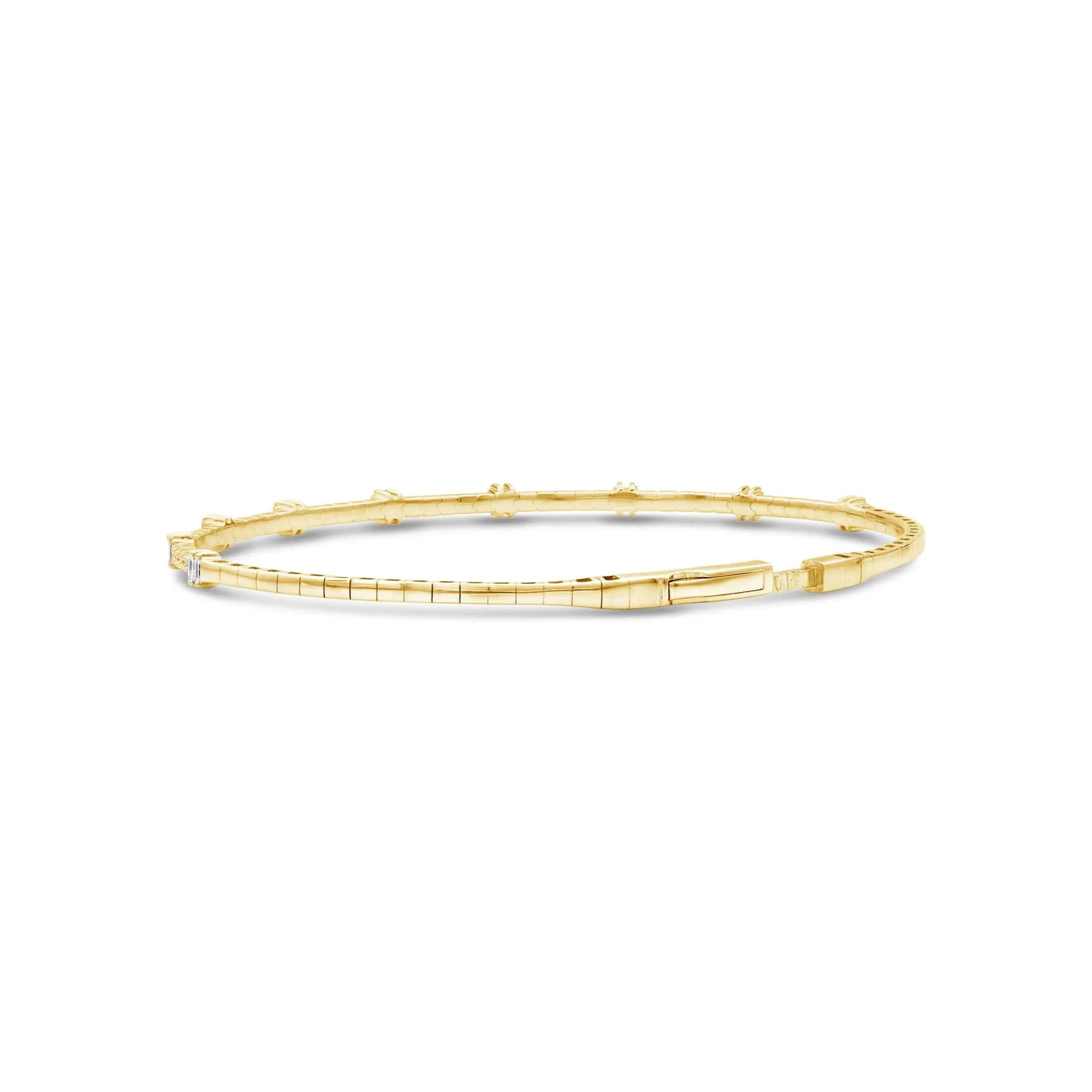 Half Eternity Baguette & Round Diamond Flex Bangle
