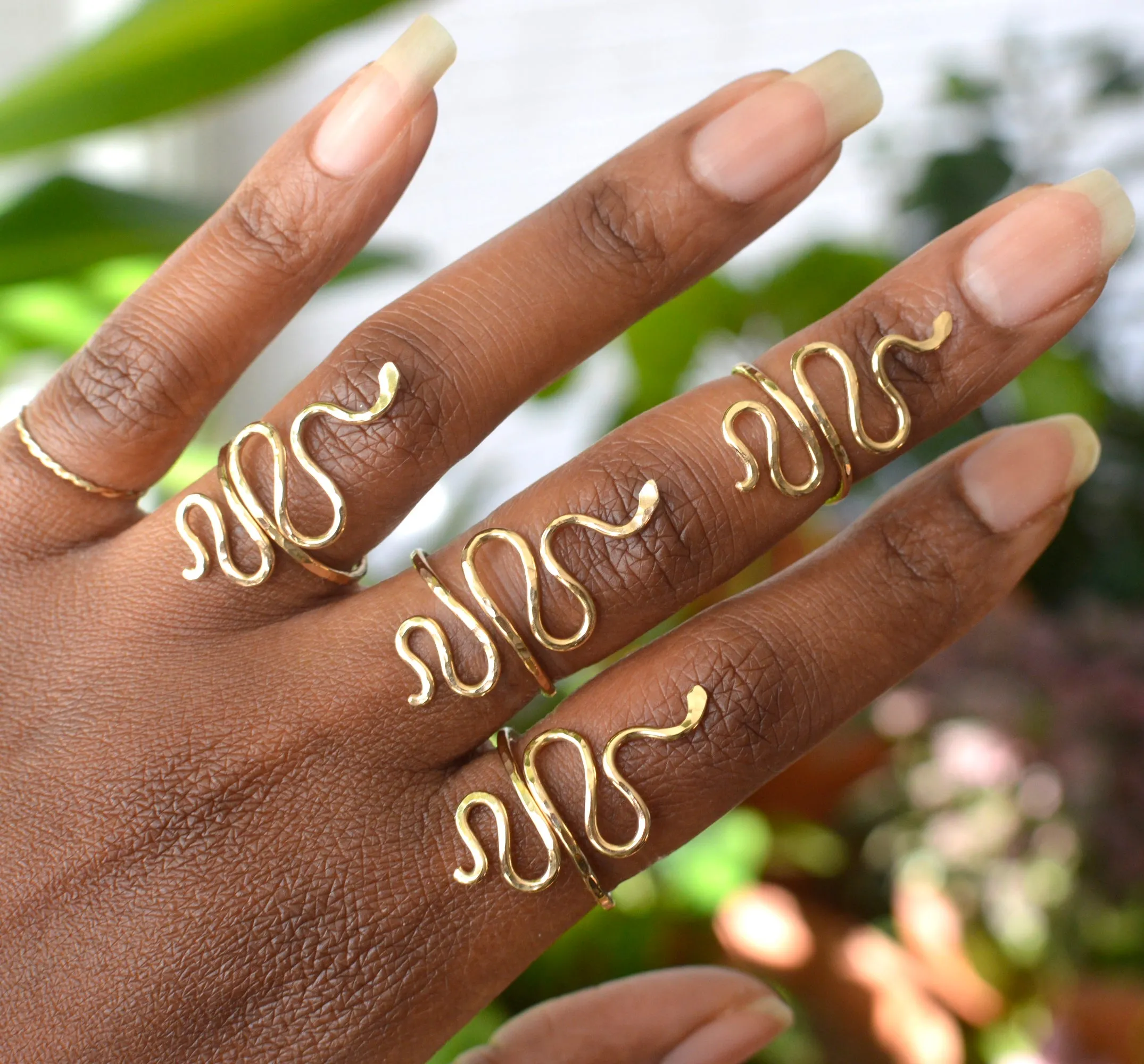 Hammered Serpent Wrap Ring