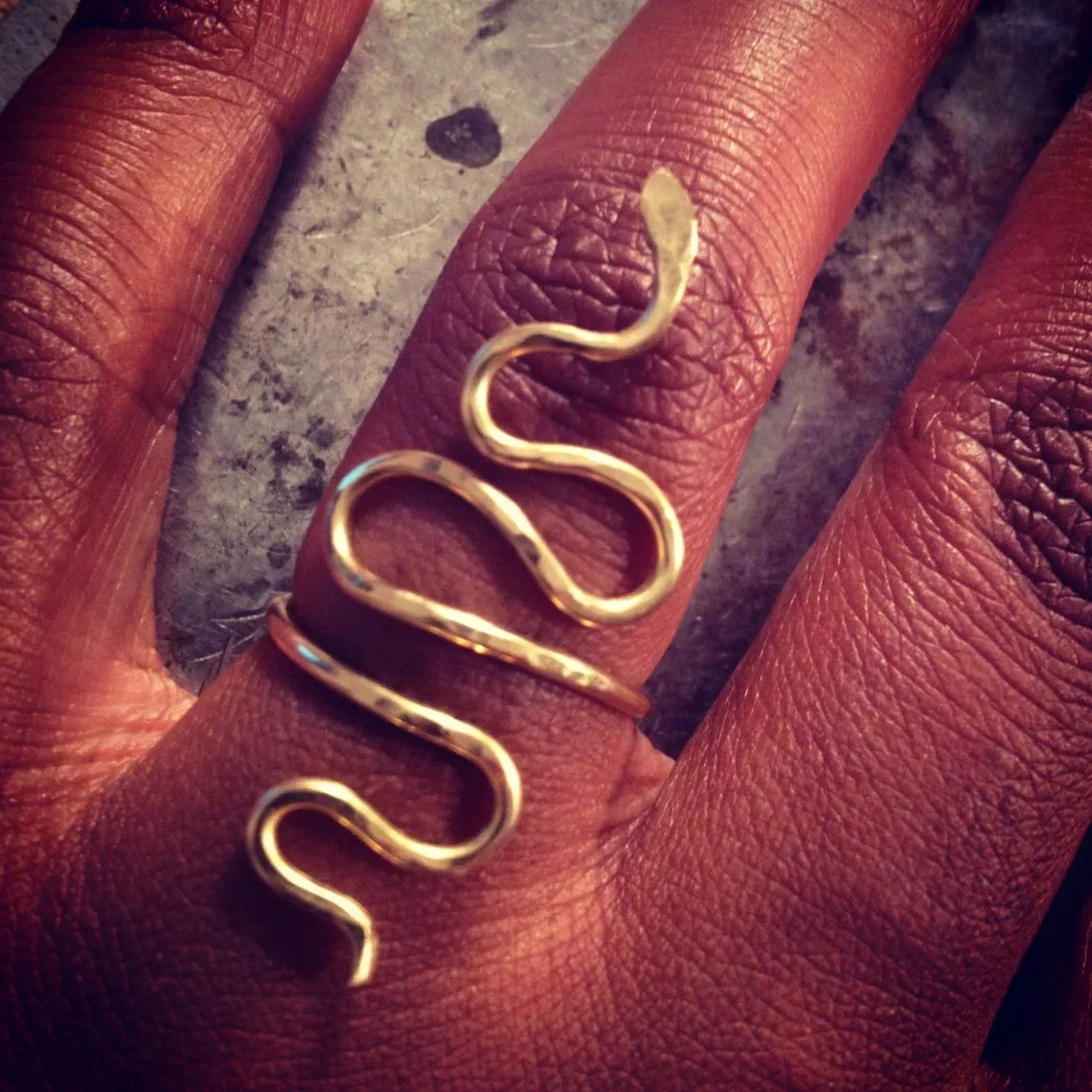 Hammered Serpent Wrap Ring