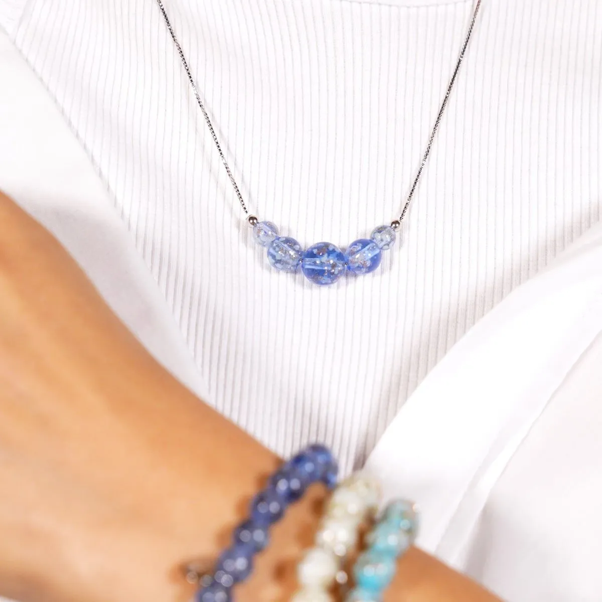 Indigo | .925 Sterling Silver | Firefly Glass Infinity Clasp Necklace