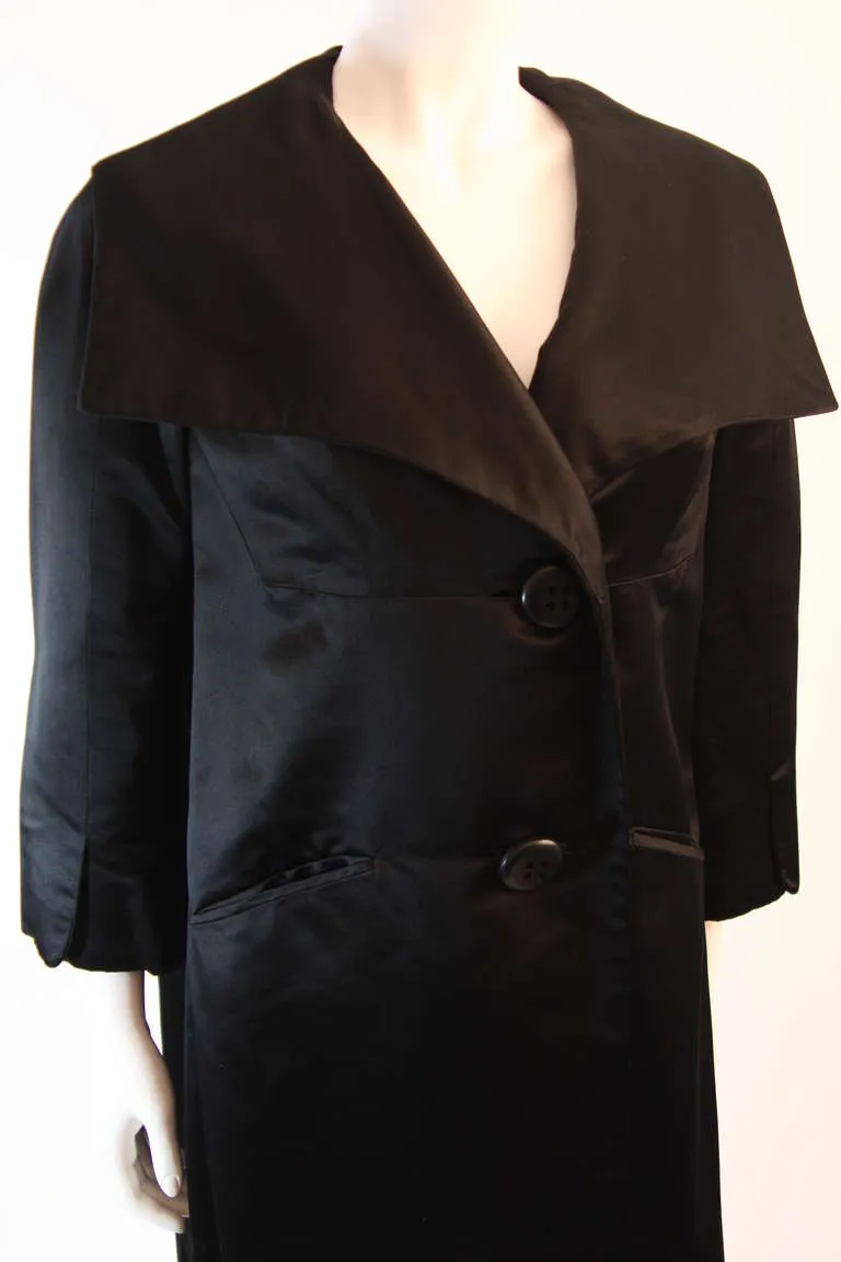 JAMES GALANOS 1960s Black Satin Opera Coat
