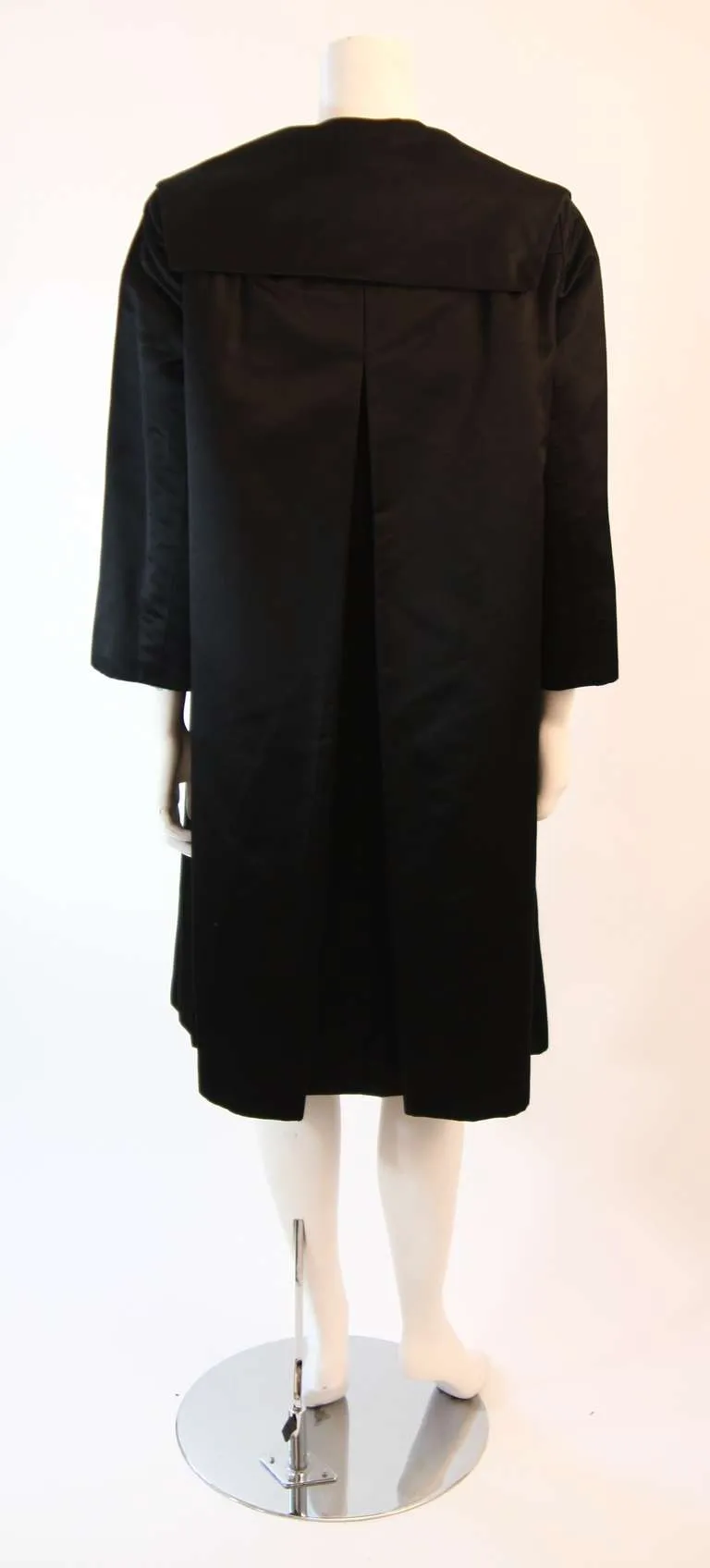 JAMES GALANOS 1960s Black Satin Opera Coat