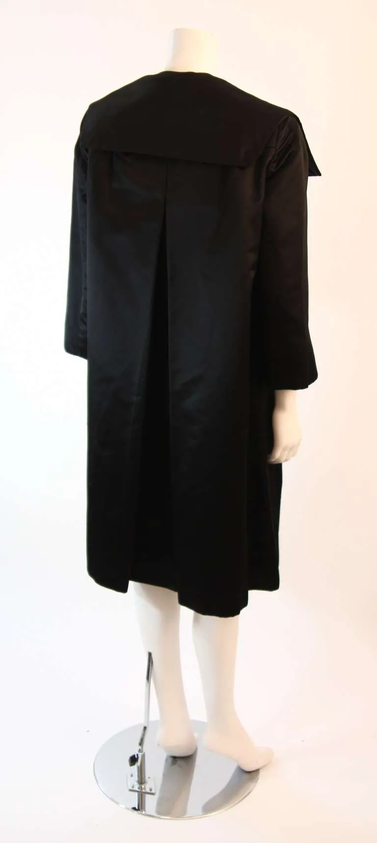 JAMES GALANOS 1960s Black Satin Opera Coat