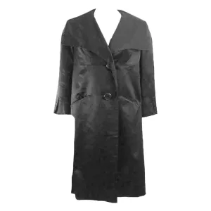 JAMES GALANOS 1960s Black Satin Opera Coat