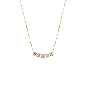 Lab Grown Diamond Emerald Bezel Curved Bar Necklace 14K