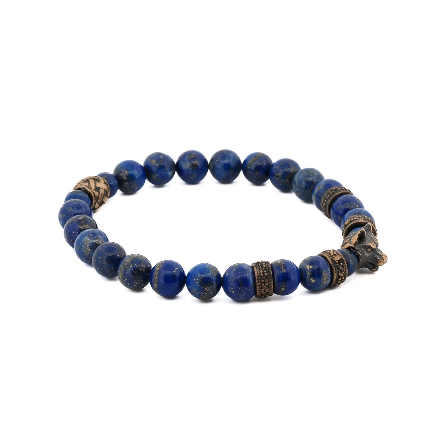 Lapis Lazuli Stone Powerful Wolf Courage Beaded Bracelet
