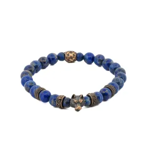Lapis Lazuli Stone Powerful Wolf Courage Beaded Bracelet