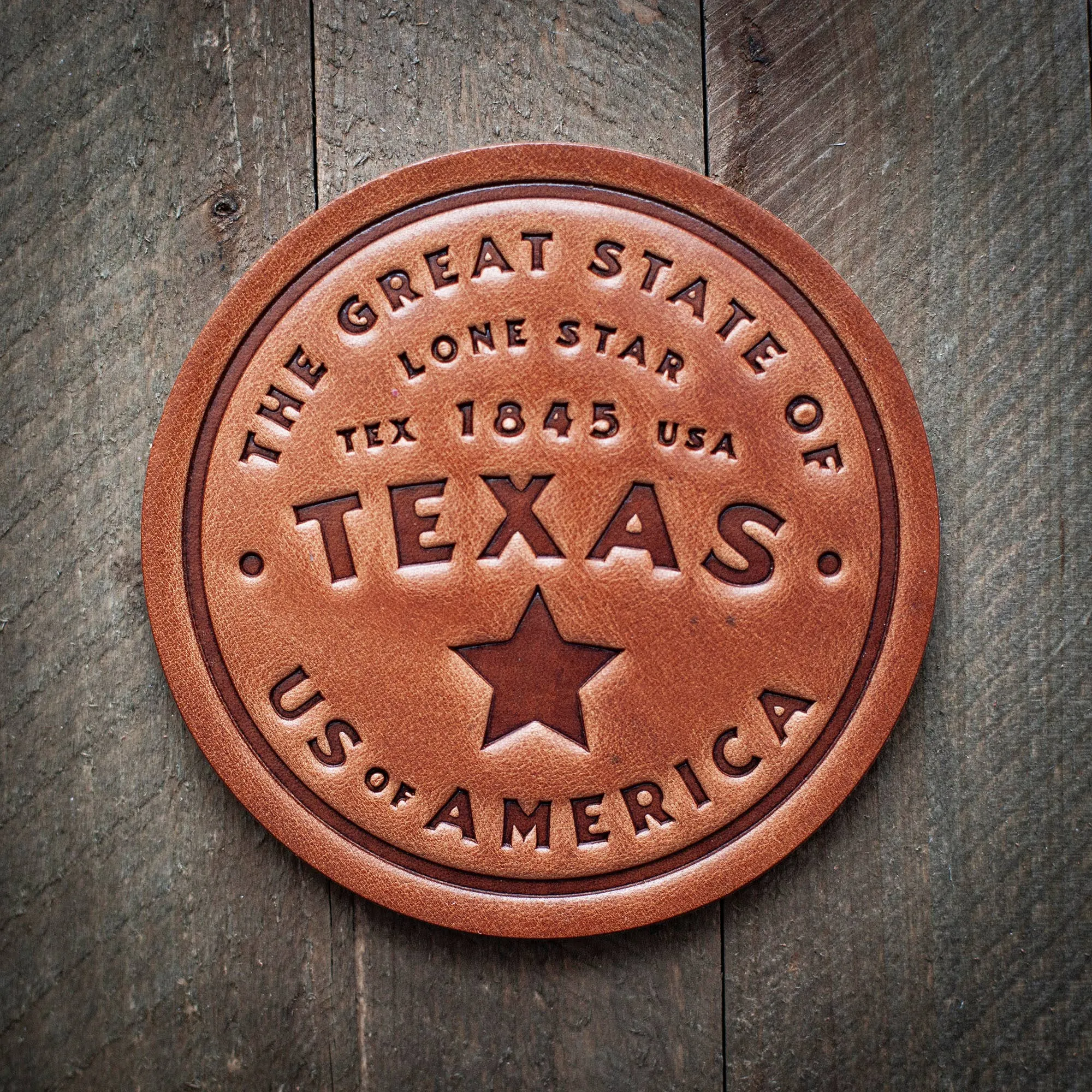 Leather Coaster: Texas