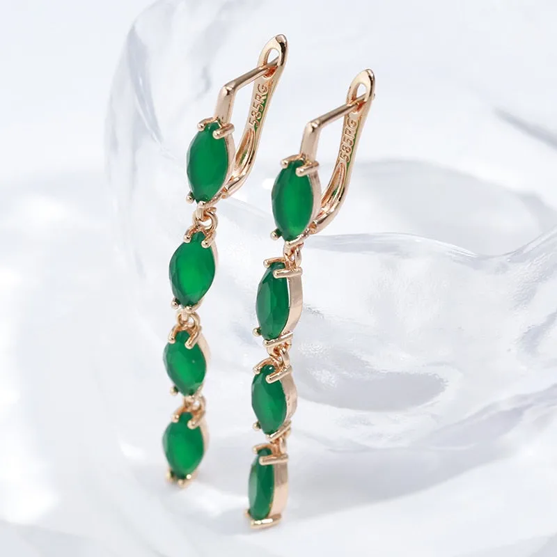 Luxury Green Emerald Dangle Jewelry et For Woman Wedding Jewelry