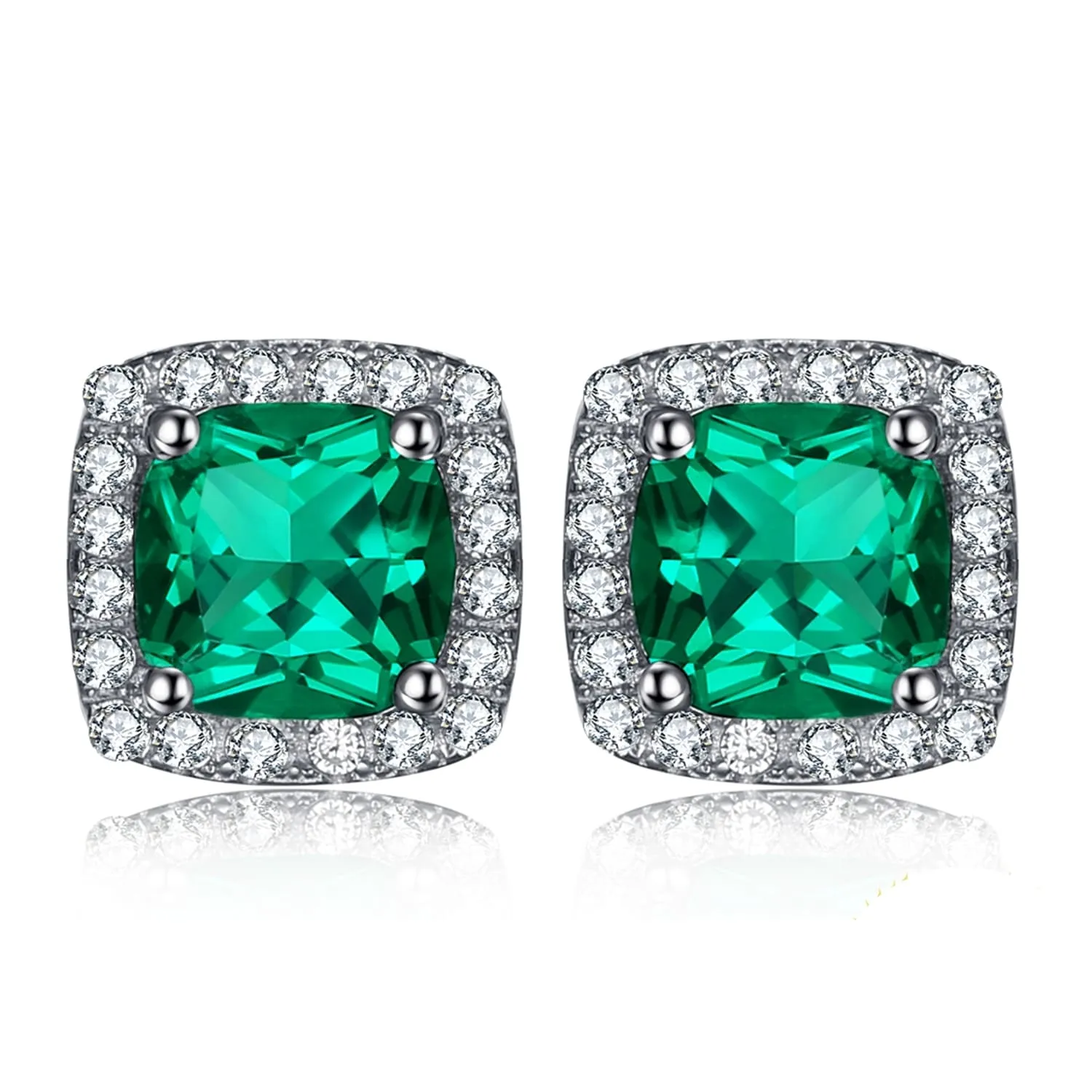 Made Emerald and Diamond Earrings