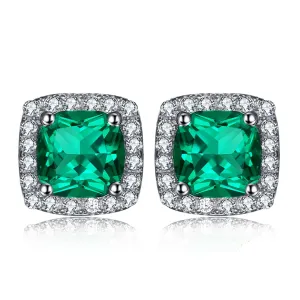 Made Emerald and Diamond Earrings