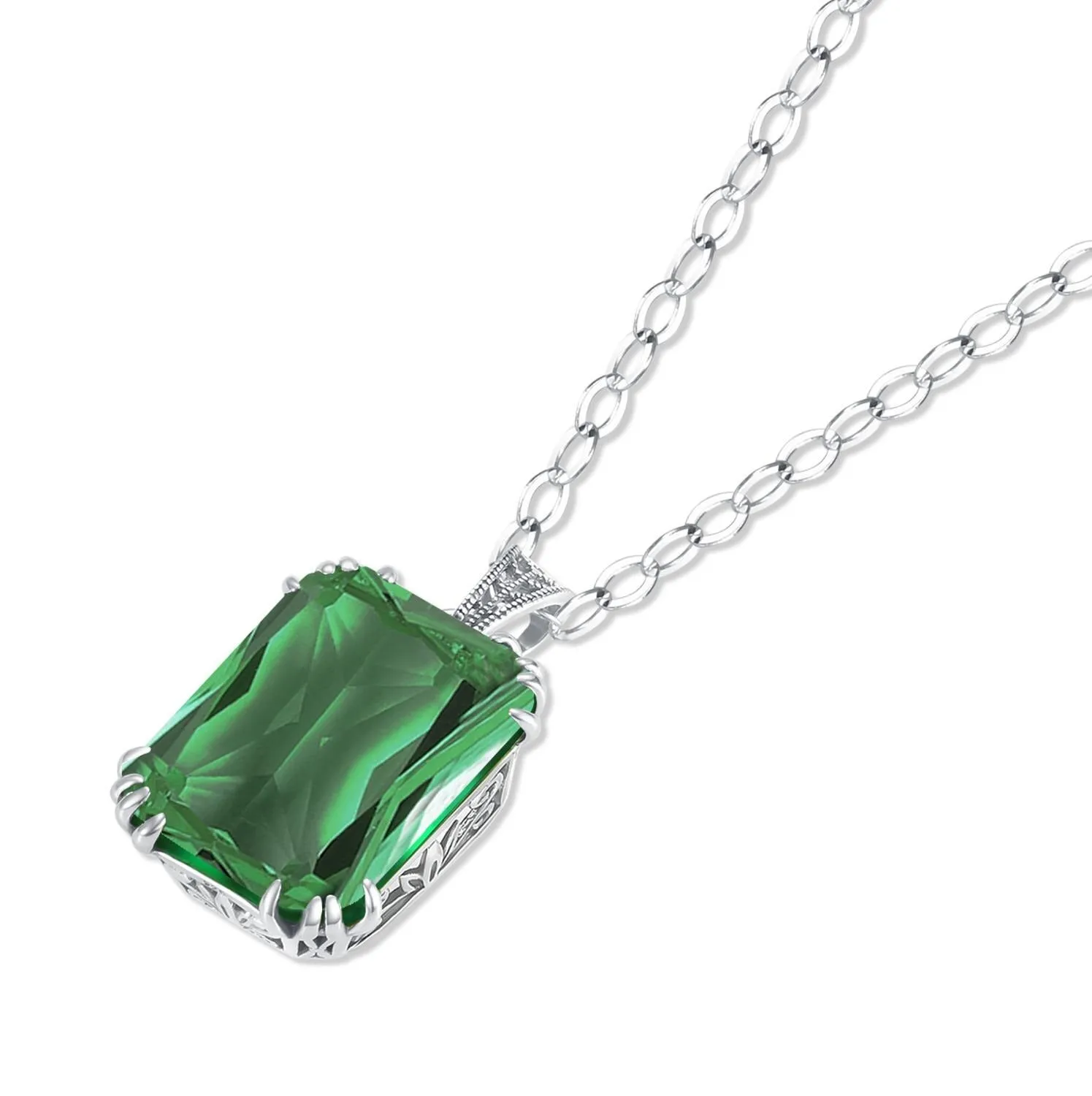 Made Emerald pendant Necklace