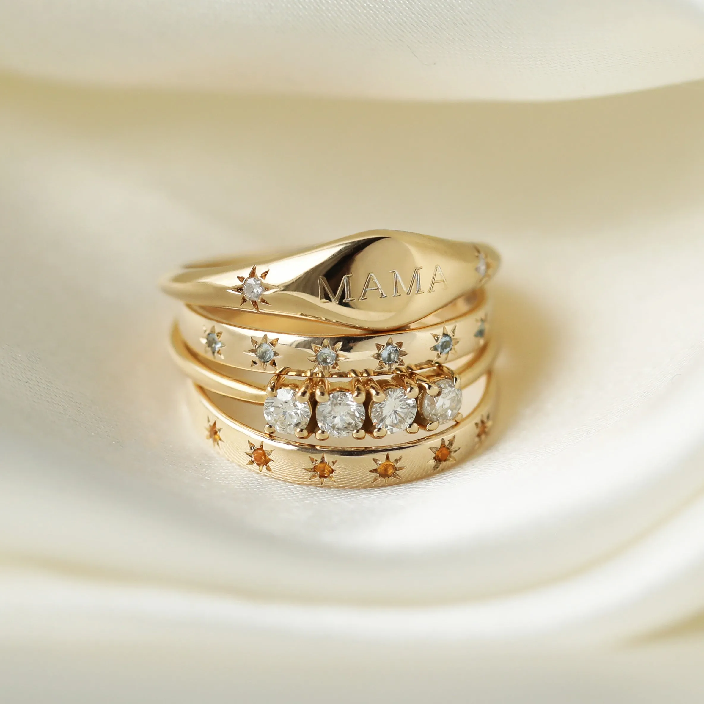 Mama Vintage Diamond Signet Ring