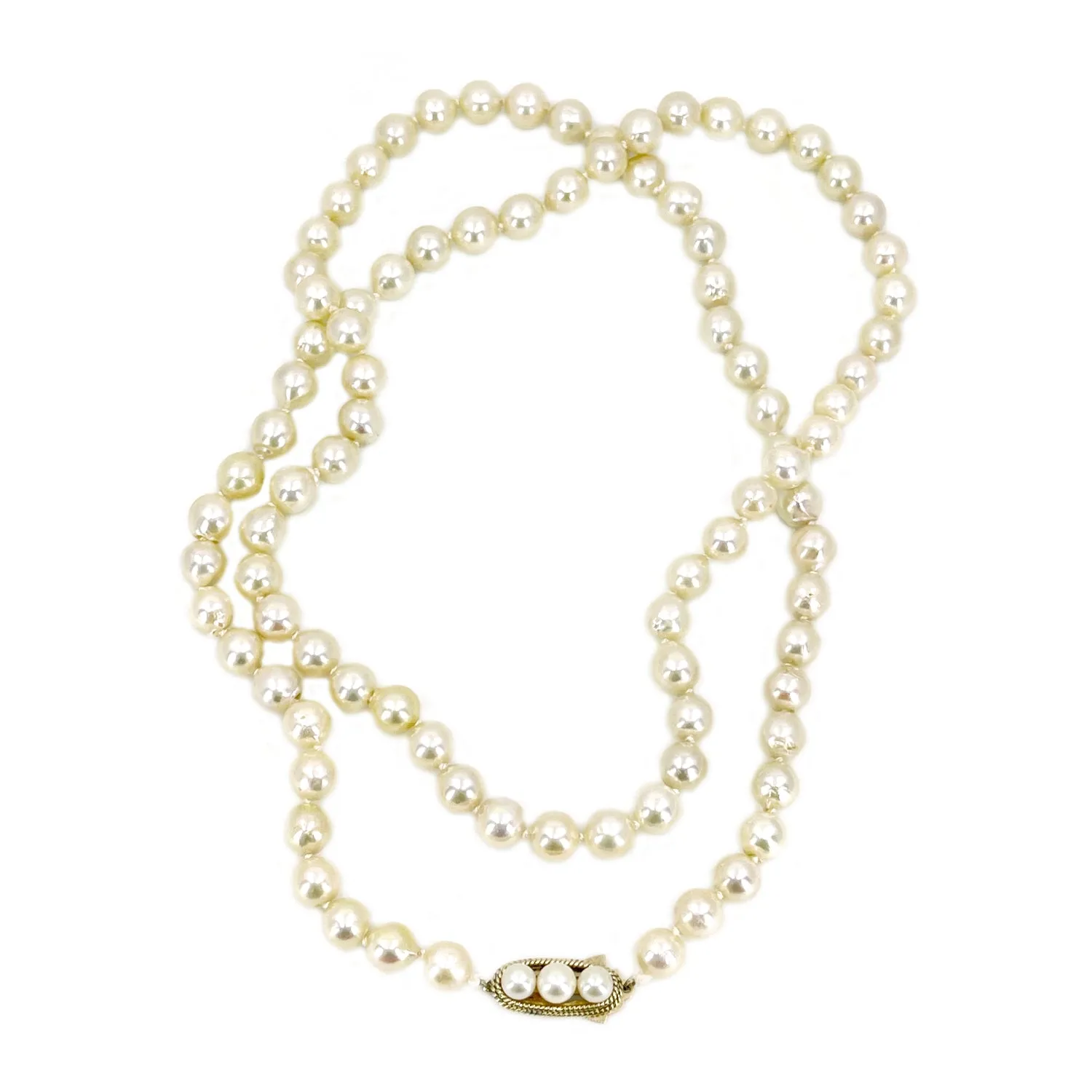 Matsumoto Baroque Japanese Cultured Akoya Pearl Vintage Opera Strand - 14K Yellow Gold 32 Inch
