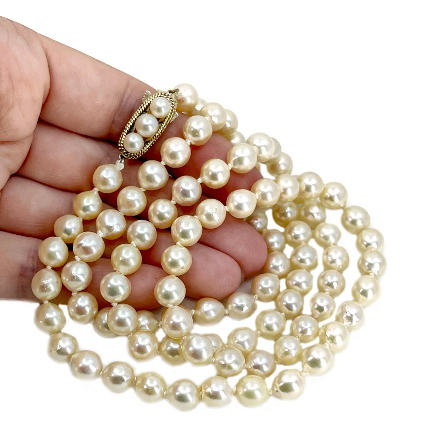Matsumoto Baroque Japanese Cultured Akoya Pearl Vintage Opera Strand - 14K Yellow Gold 32 Inch