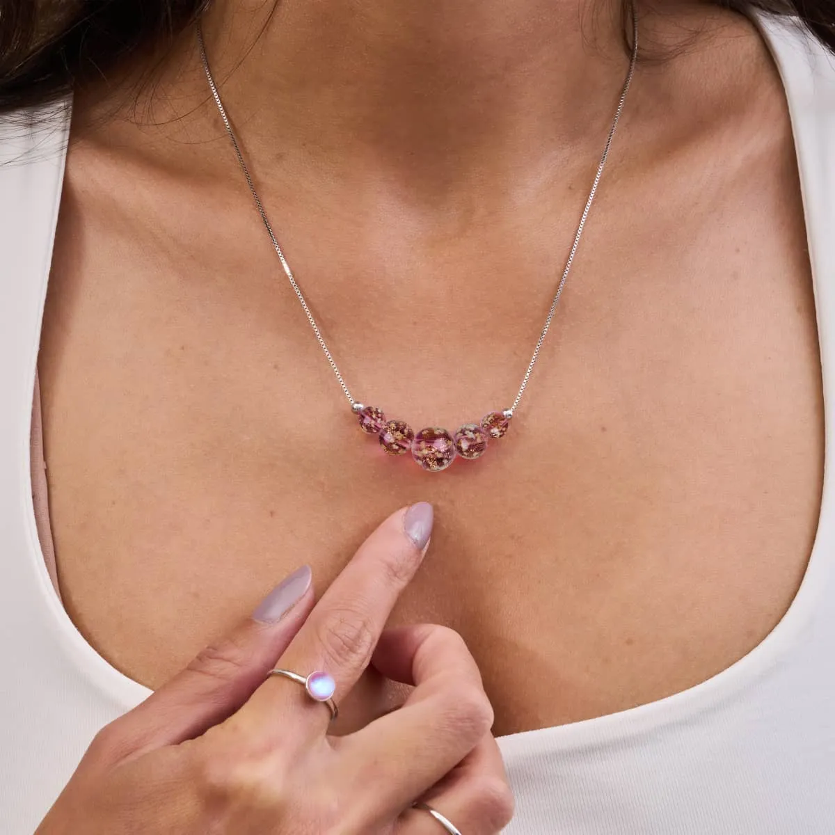 Merlot | .925 Sterling Silver | Firefly Glass Infinity Clasp Necklace