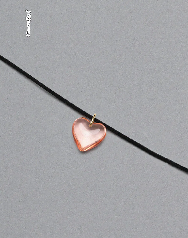 Mimi Pink Glass Heart Necklace