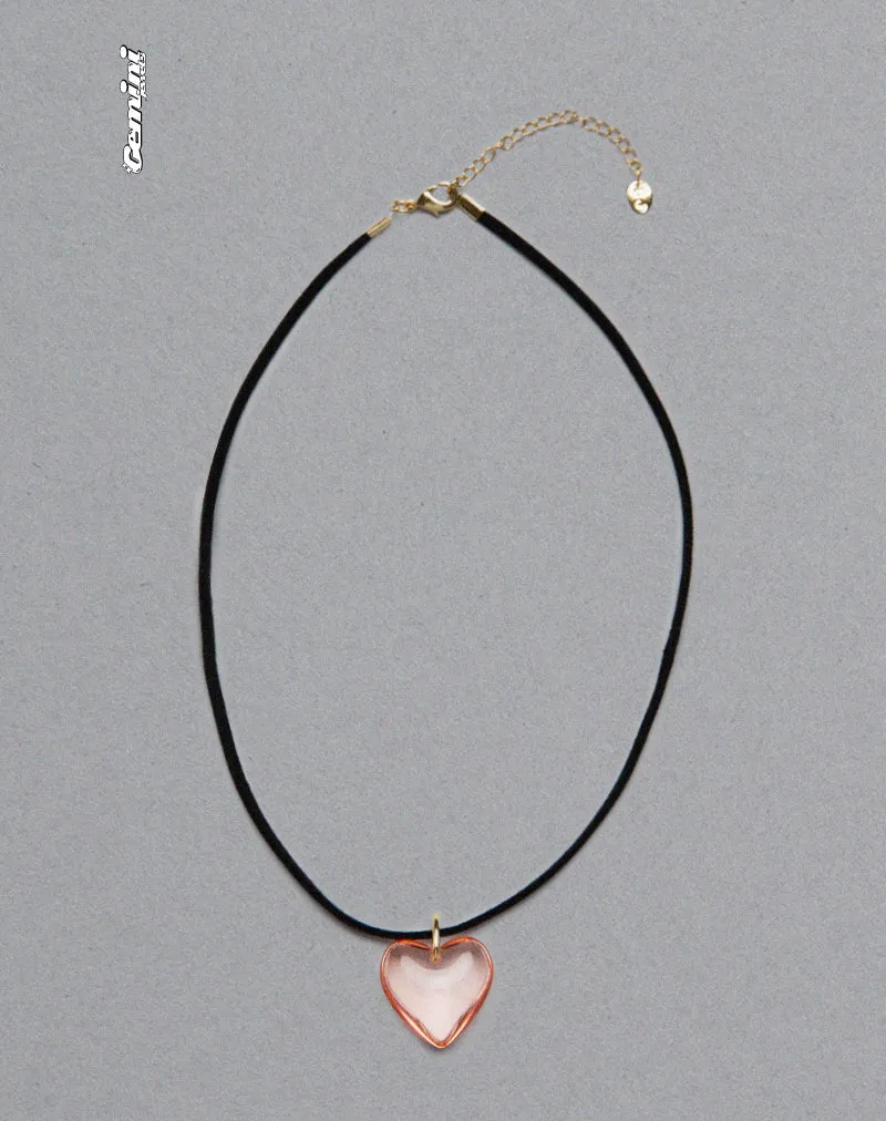 Mimi Pink Glass Heart Necklace