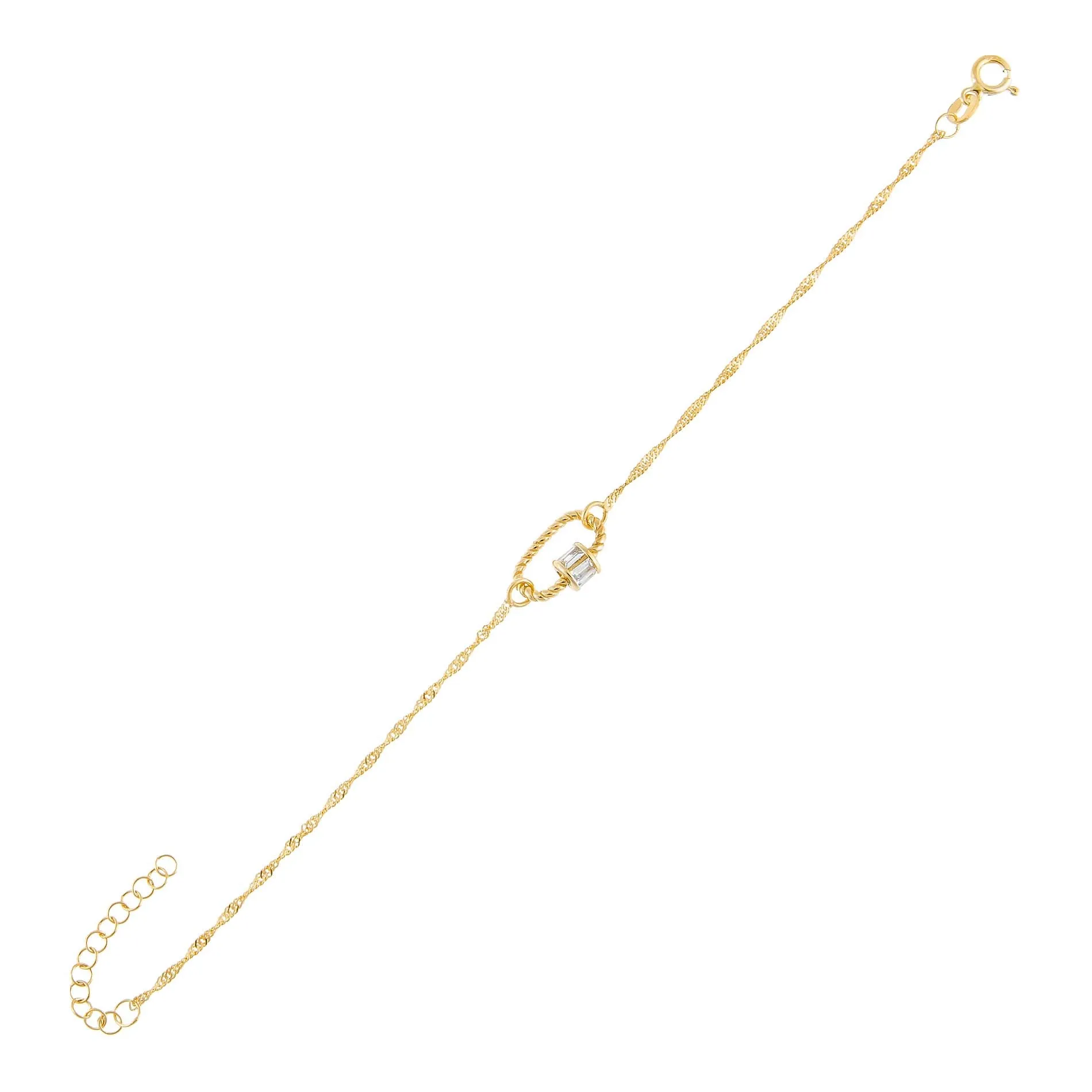 Mini Baguette Rope Toggle Singapore Bracelet