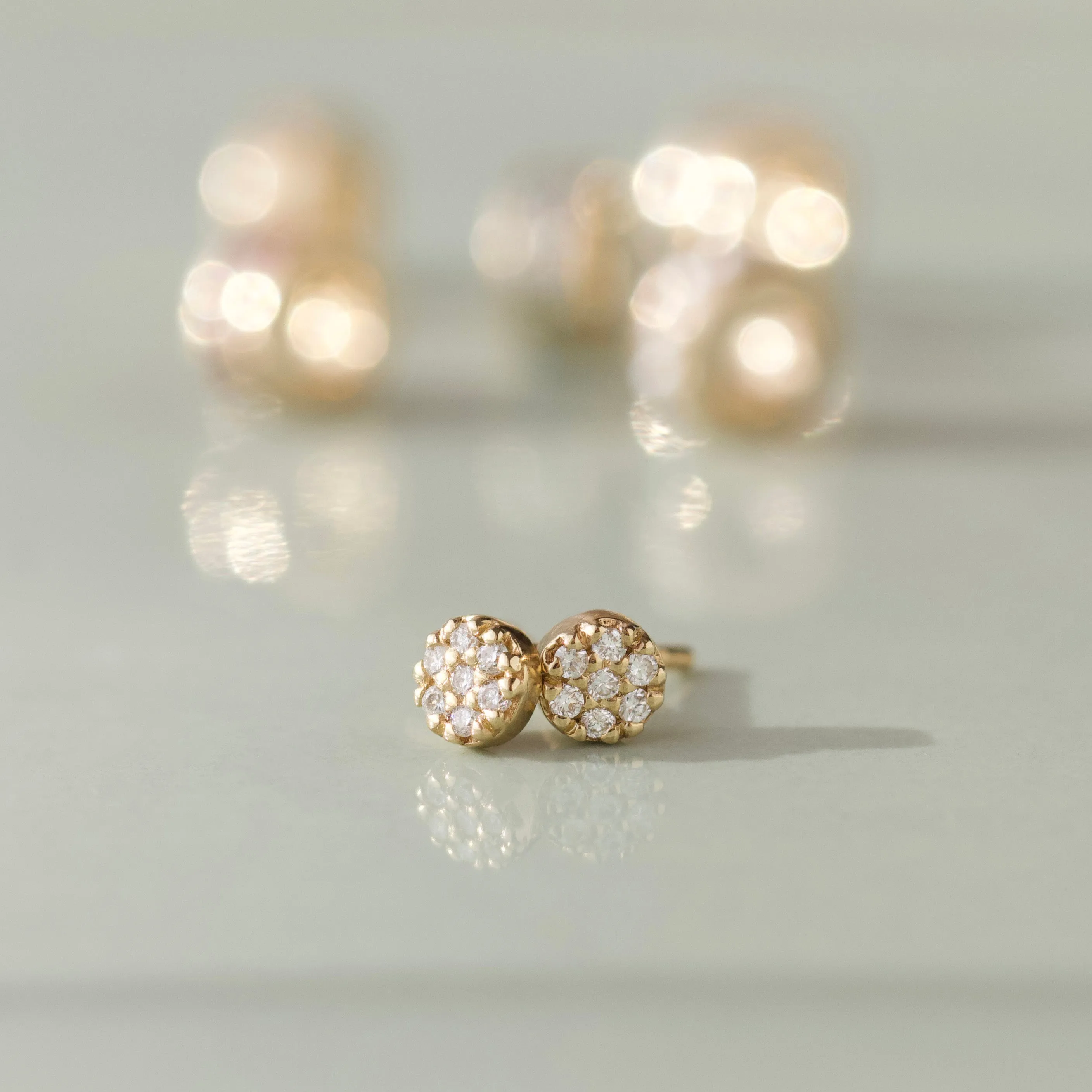 Mini Pave Diamond Stud Earrings
