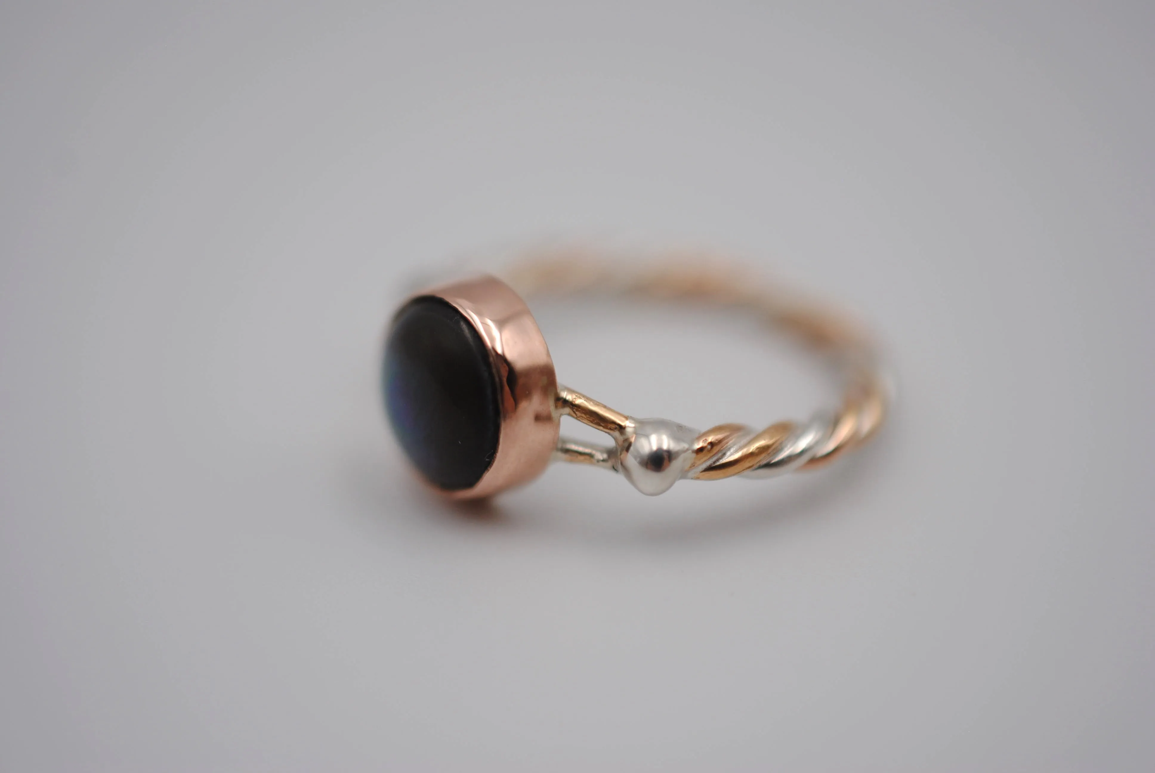 Mother of Pearl Bezel Set Gold Braided Ring