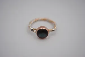 Mother of Pearl Bezel Set Gold Braided Ring