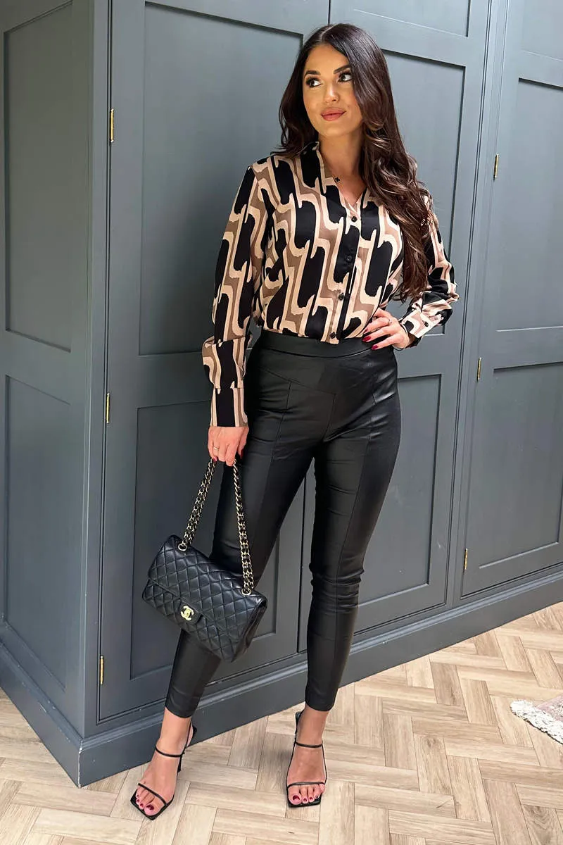 Multi Printed Geometric Long Sleeve Shirt