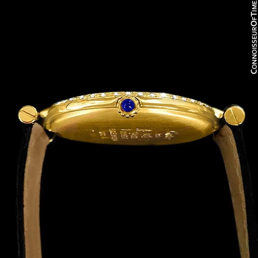 Must De Cartier Vendome Ladies Vermeil Watch - 18K Gold Over Sterling Silver with Diamonds