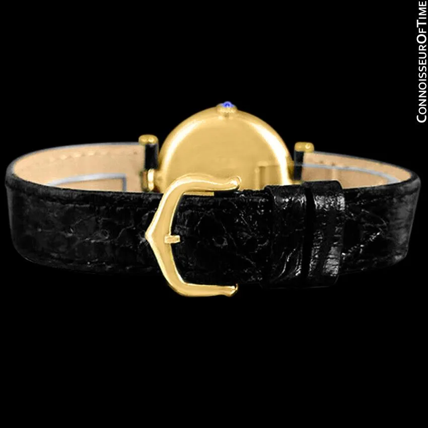 Must De Cartier Vendome Ladies Vermeil Watch - 18K Gold Over Sterling Silver with Diamonds
