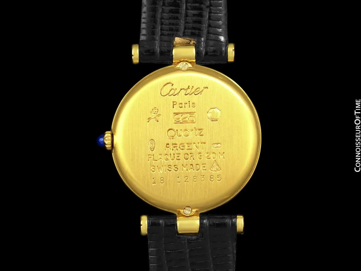 Must De Cartier Vendome Ladies Vermeil Watch with Chocoloate Brown Dial - 18K Gold Over Sterling Silver with Diamonds