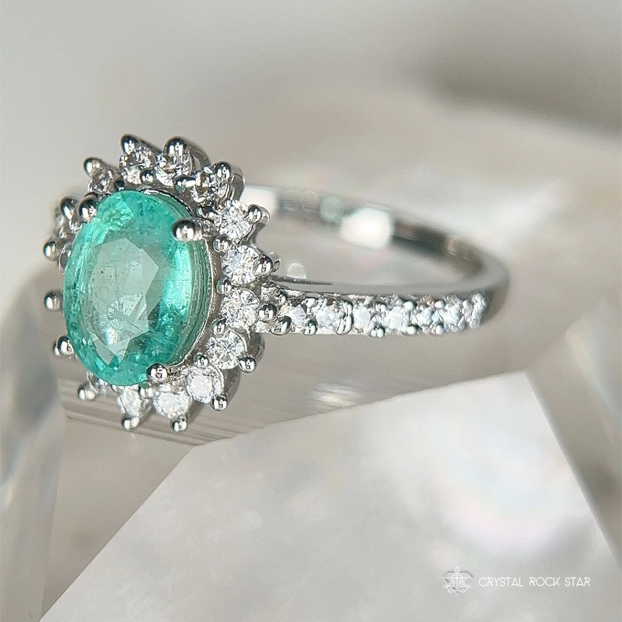 Natural Emerald Sterling Silver Ring - Size 7 Oval