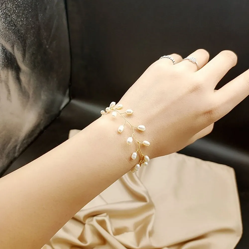 Natural Freshwater Pearl Braided Bracelet Woman Fashion Charm Jewelry Adjustable