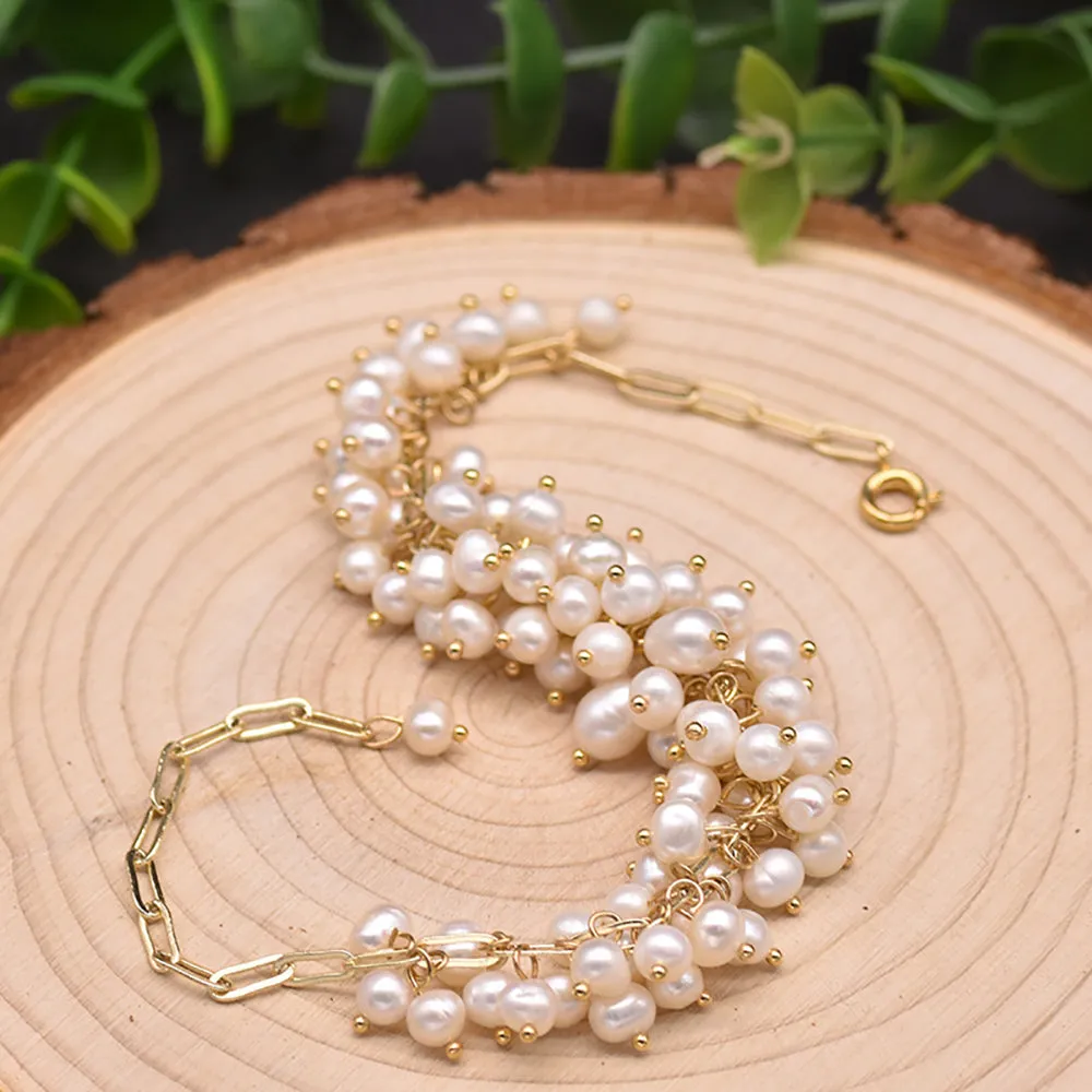Natural Freshwater Pearl Braided Bracelet Women Fashion Beautiful Jewelry Gift