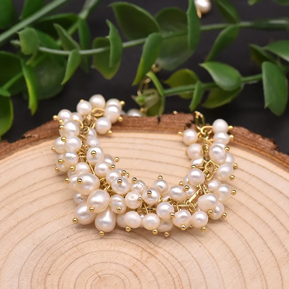 Natural Freshwater Pearl Braided Bracelet Women Fashion Beautiful Jewelry Gift