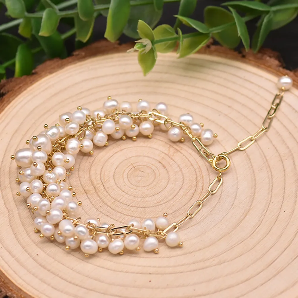 Natural Freshwater Pearl Braided Bracelet Women Fashion Beautiful Jewelry Gift