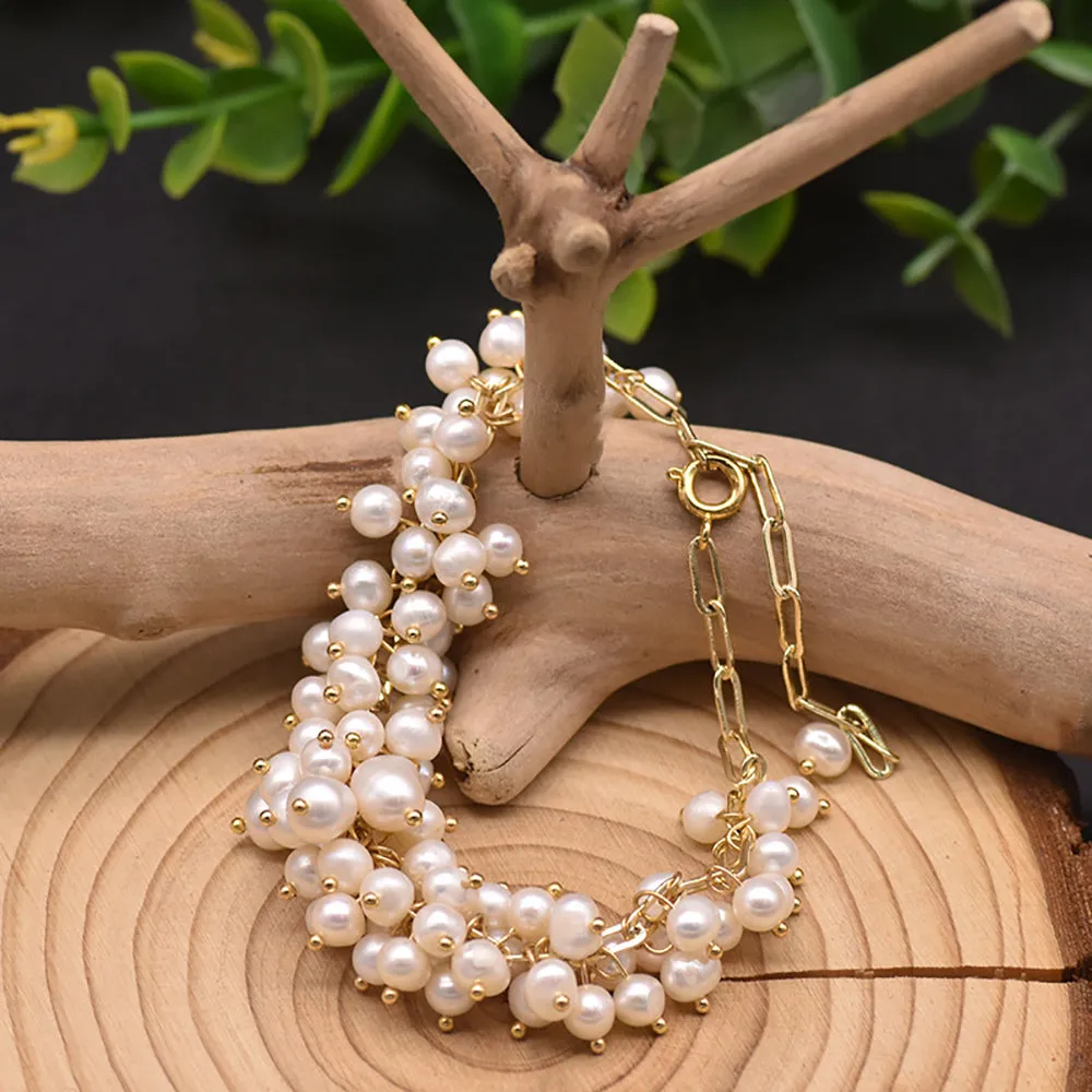Natural Freshwater Pearl Braided Bracelet Women Fashion Beautiful Jewelry Gift