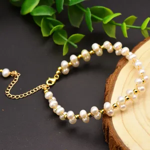 Natural Freshwater Pearl Braided Bracelet Women Sweet Romantic Fashion Jewelry