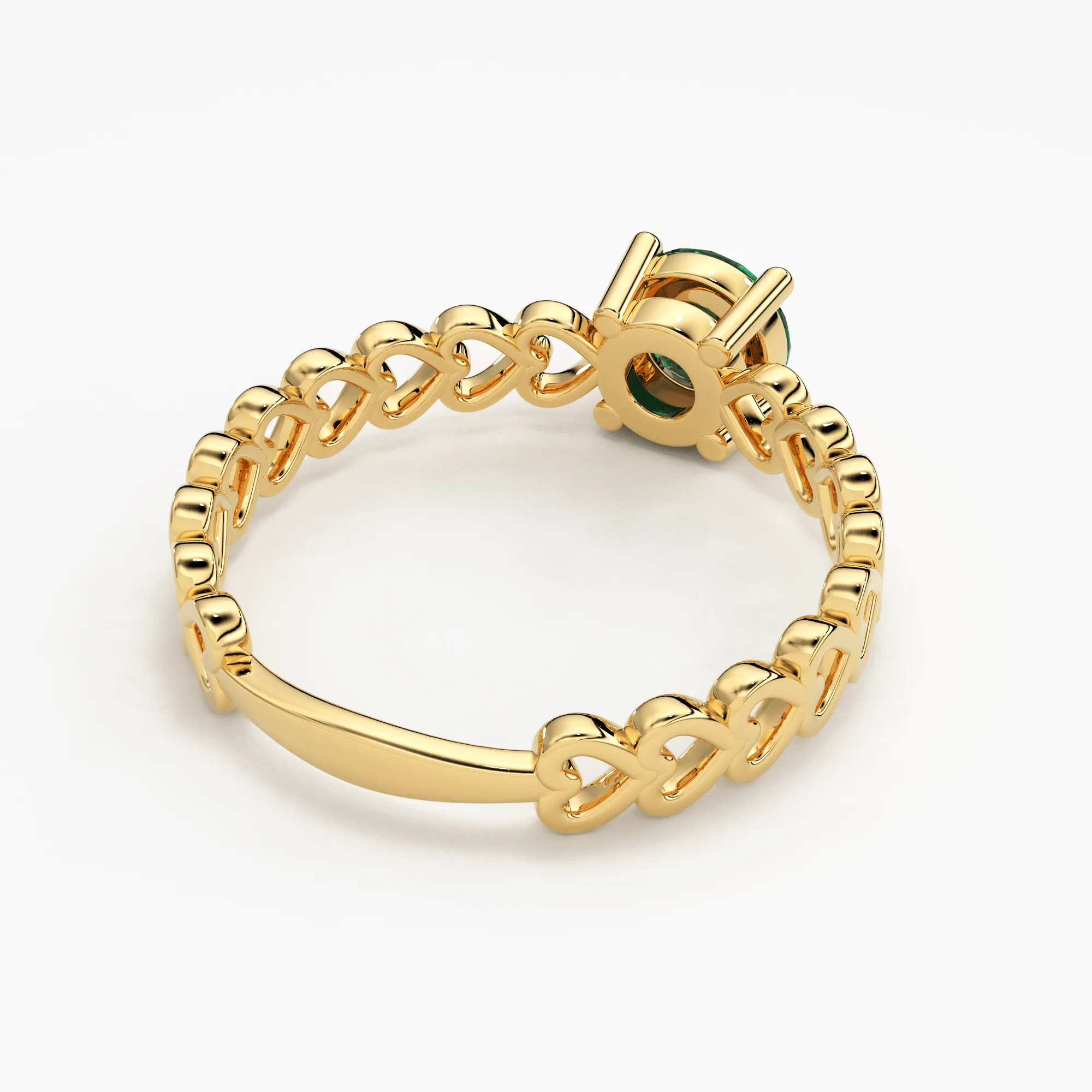 Natural Zambian Emerald, 18k Yellow Solid Gold Heart Love Engagement Band Ring, Emerald Ring, Gemstone Jewelry, Gold Ring