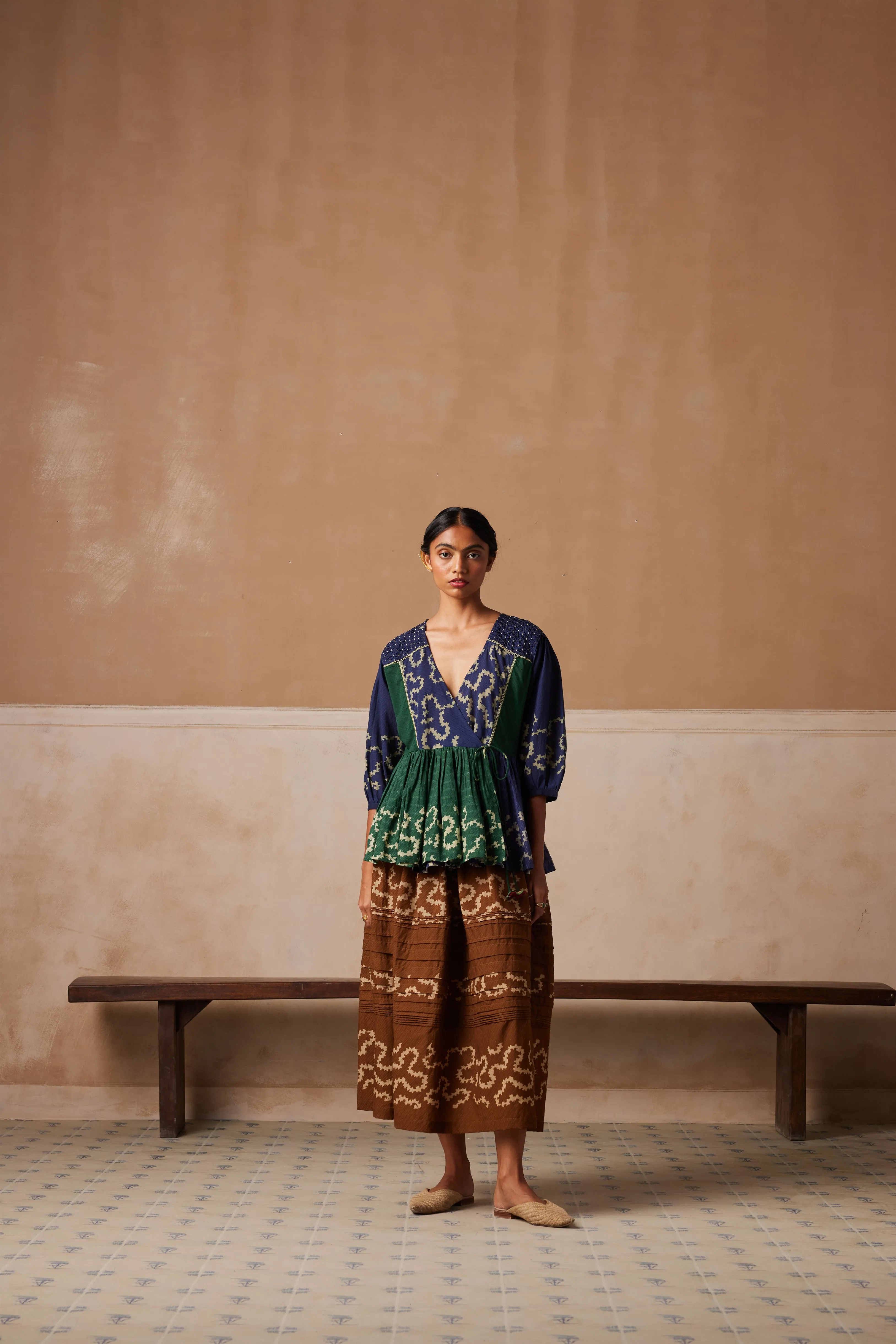 New Season Summer Fall 24-Top Skirt Poem Co-Ord Set Cotton Spiral print-SS24-PMST-SP-Fashion Edit Cord Studio