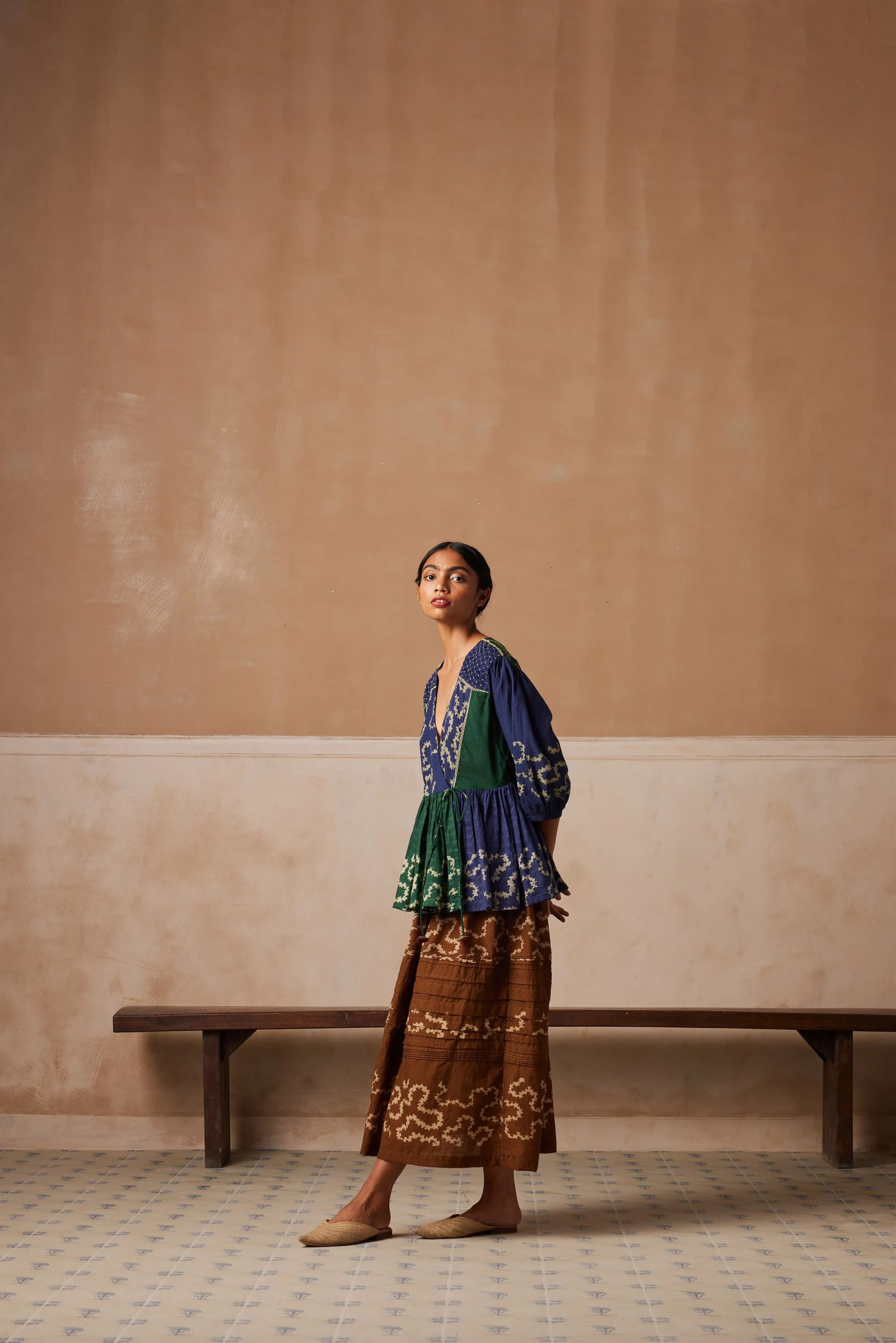 New Season Summer Fall 24-Top Skirt Poem Co-Ord Set Cotton Spiral print-SS24-PMST-SP-Fashion Edit Cord Studio
