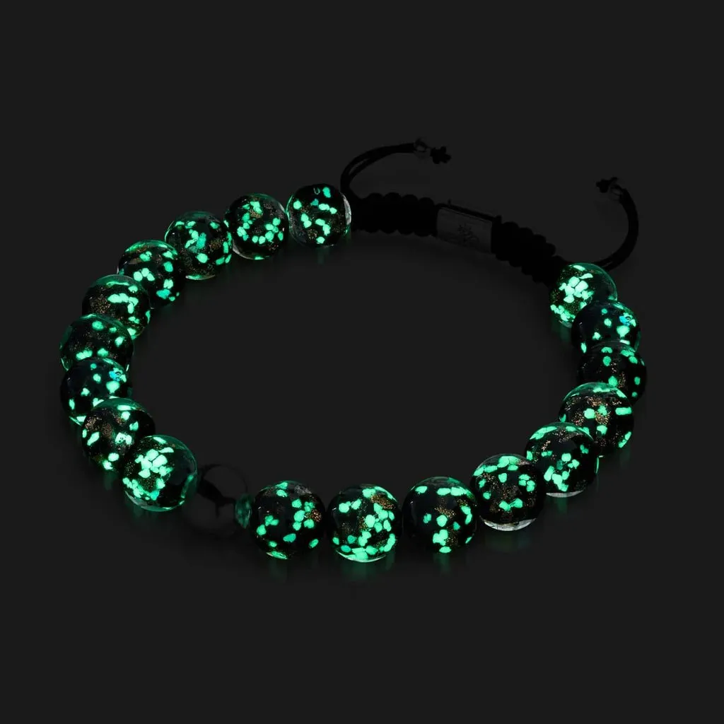 Nogu Obsidian | .925 Sterling Silver | Firefly Glass Macrame Bracelet