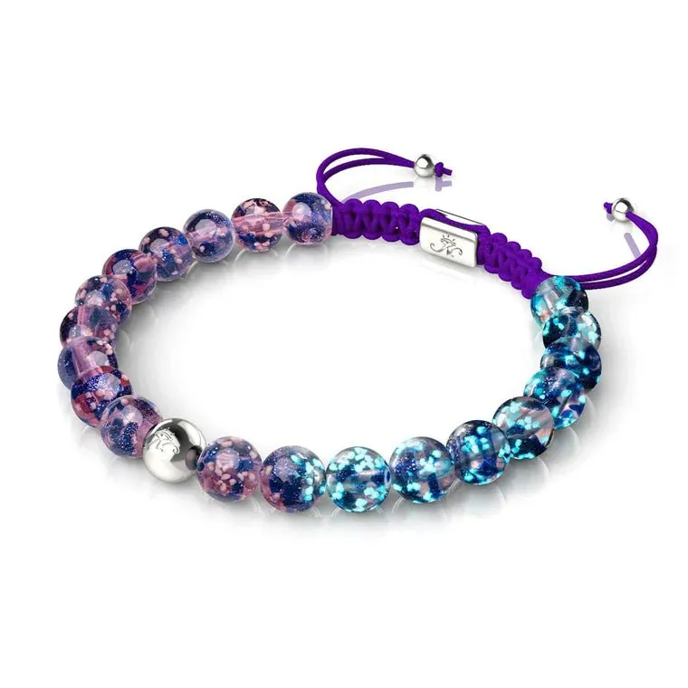NOGU PURPLE ELIXIR | SILVER | FIREFLY GLASS MACRAME BRACELET