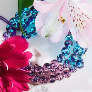 NOGU PURPLE ELIXIR | SILVER | FIREFLY GLASS MACRAME BRACELET