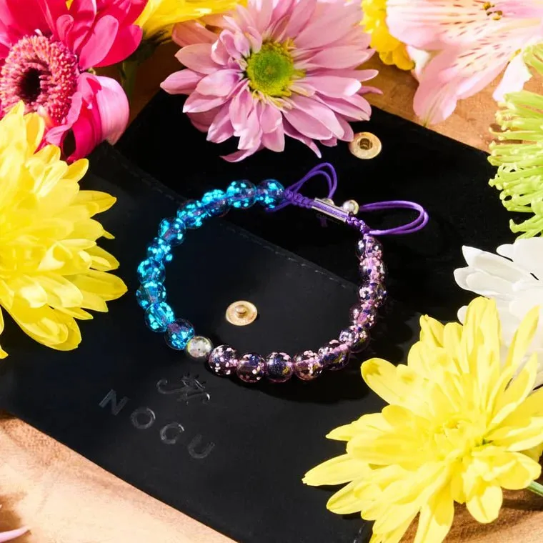 NOGU PURPLE ELIXIR | SILVER | FIREFLY GLASS MACRAME BRACELET