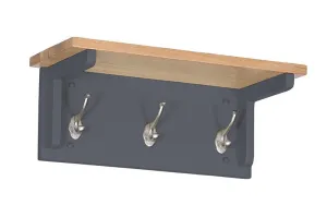 OAK 3 Hook Hall Coat Rack - GREY
