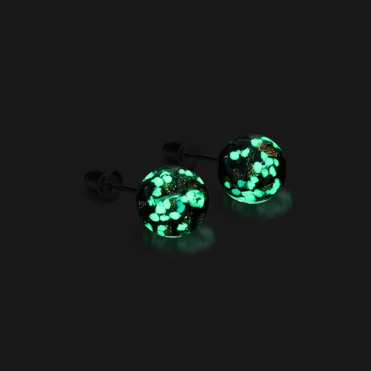 Obsidian | .925 Sterling Silver | Firefly Glass Stud Earrings