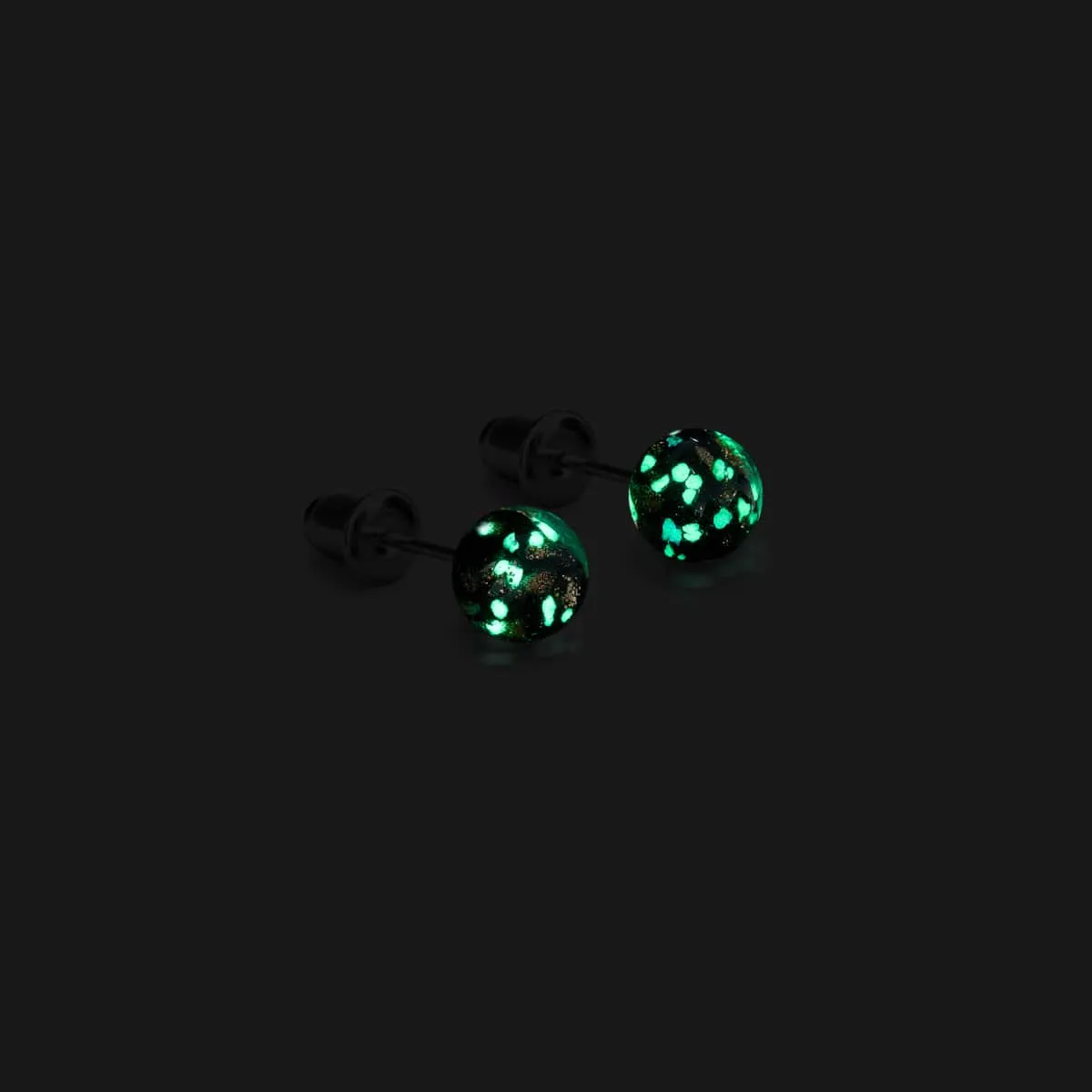 Obsidian | .925 Sterling Silver | Mini Firefly Glass Stud Earrings