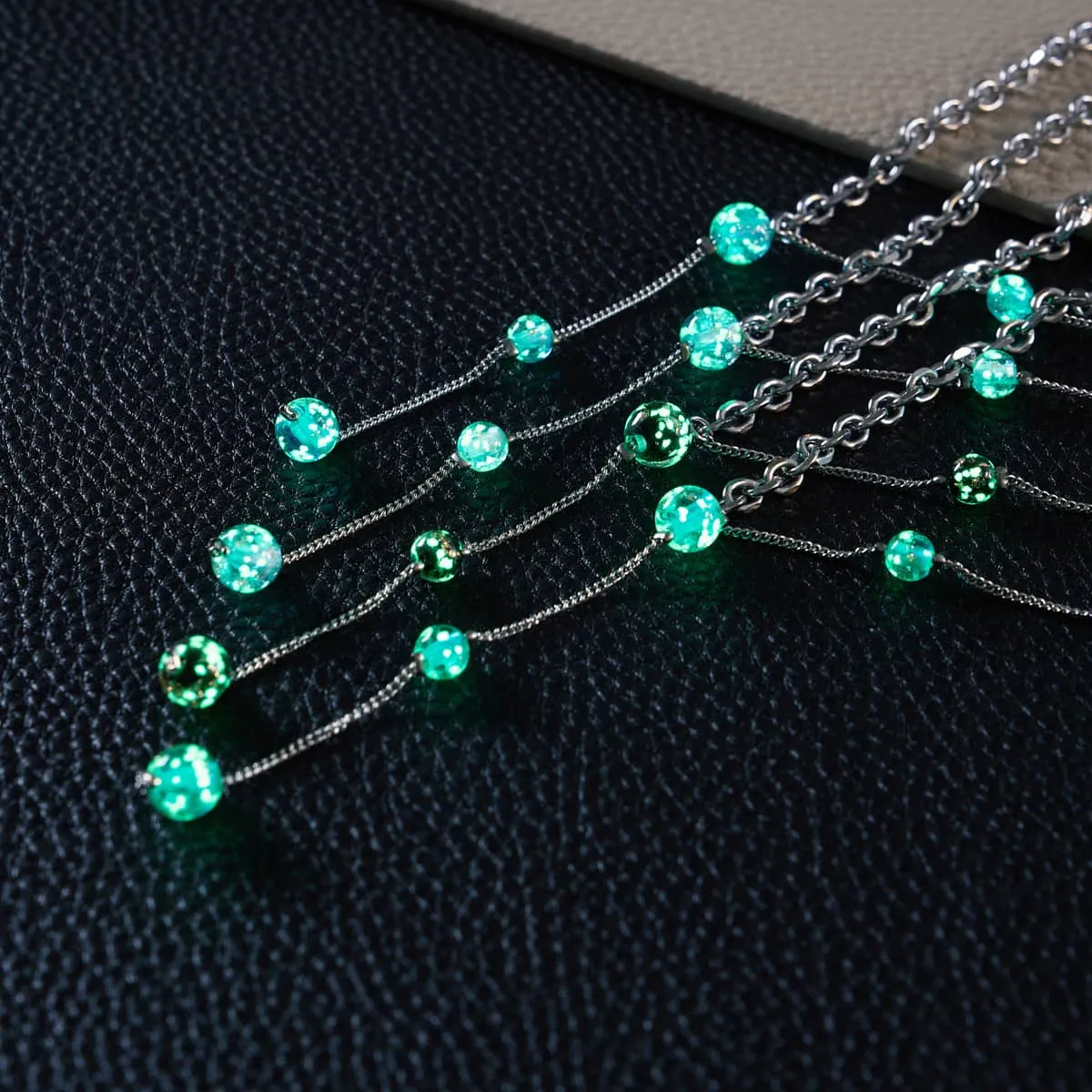 Obsidian | Silver | Firefly Glass Cascade Double Pendant